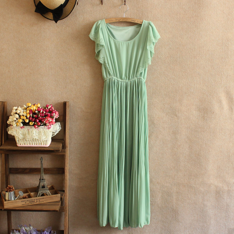 镂空仙女雪纺连衣裙...