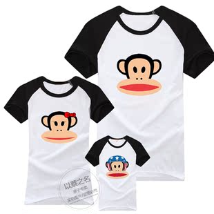  母女亲子装夏装全家套装母子装短袖T恤韩版卡通家庭装加大码