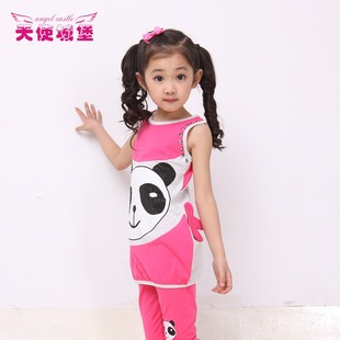  品牌童装儿童女童夏装新款韩版夏季时尚休闲套装 天使城堡