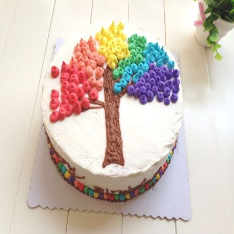 噜噜家个性蛋糕 彩色幸福树蛋糕 手工蛋糕 创意