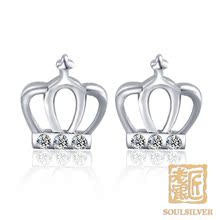 老银匠925银耳钉女韩版简约气质甜美皇冠时尚可爱银饰女式银耳钉图片