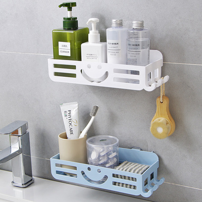 优思居 壁挂式卫生间用品置物架 免打孔厨房浴室墙上带挂钩收纳架
