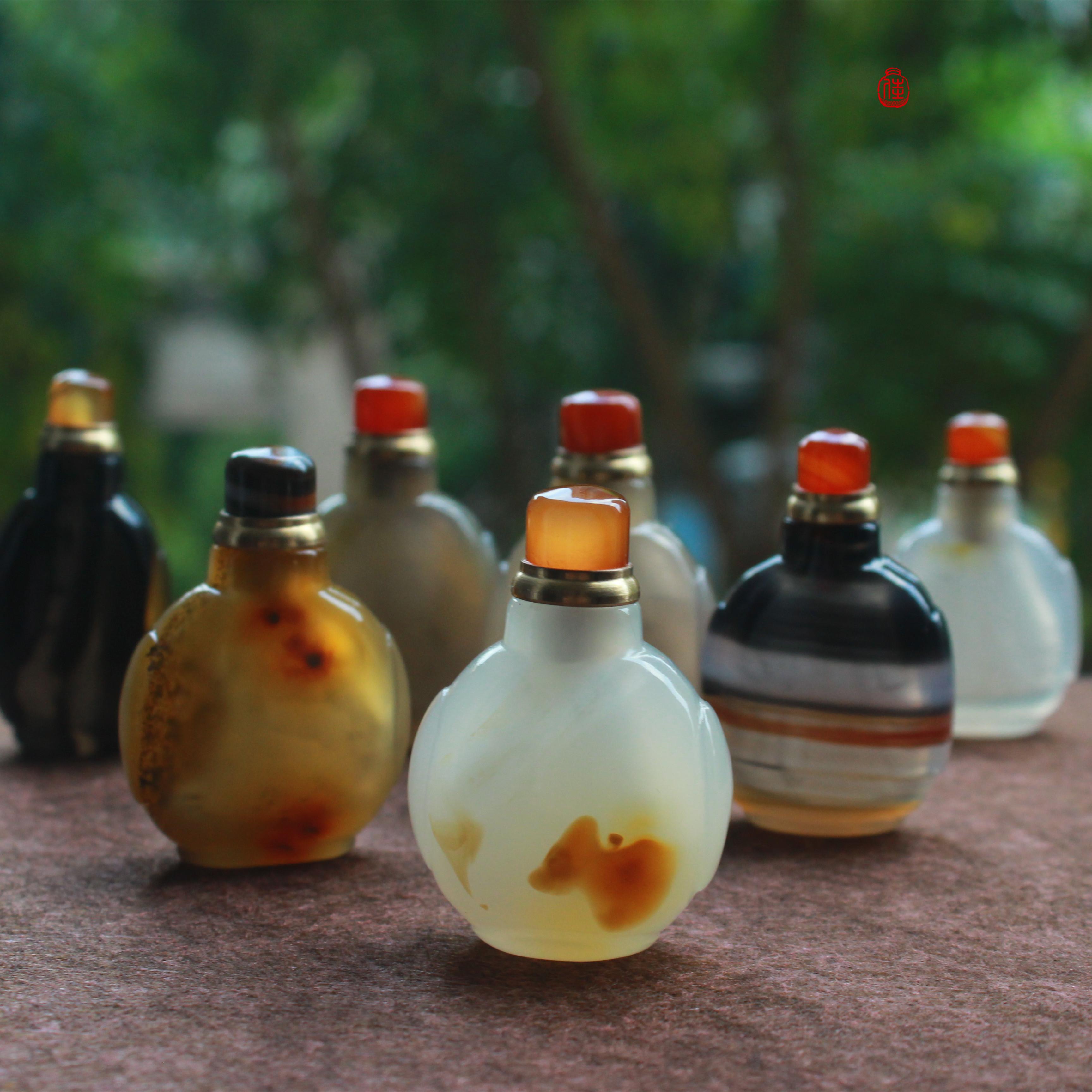 纯天然手工玉石双耳玛瑙鼻烟壶素面老料薄堂铜盖带勺出国礼物内画在类目 特色手工艺, 地区民间特色手工艺, 内画鼻烟壶中 - 来自Buy2taobao.com提供专业的淘宝代购服务