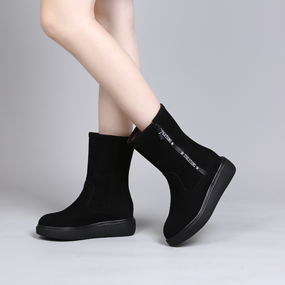 女士雪地靴冬季加绒加厚女2017新款韩版防水百搭中筒平底棉靴子潮