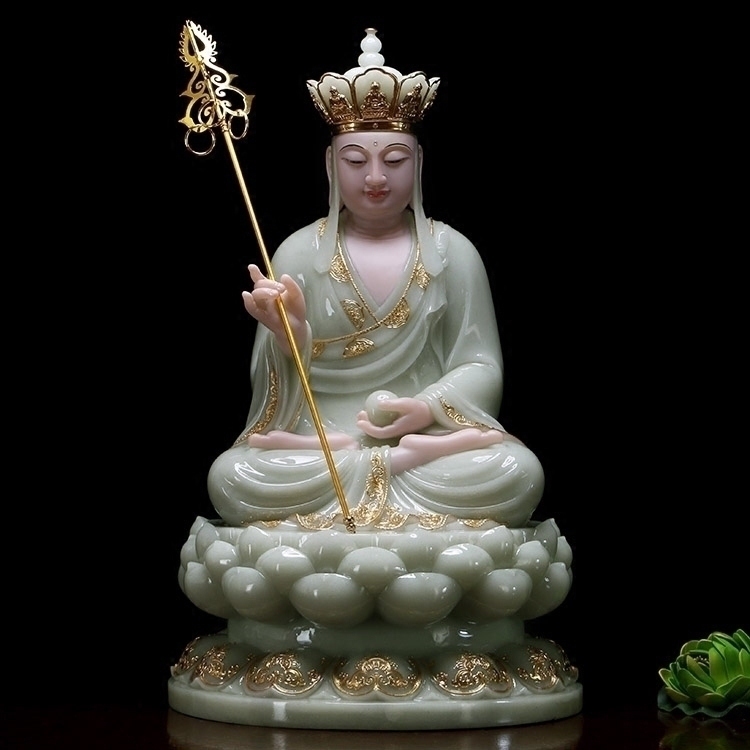 White marble stone carving Ksitigarbha Buddha statue make offerings to Buddha Bodhisattva Decoration Jade Jin Xiang Yu Statue Bodhisattva Trinityin the Home accessories , Decoration category - from Buy2taobao.com to provide professional Taobao agent buy service