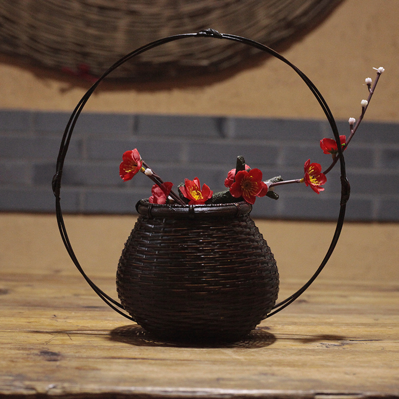 竹编花篮复古花器纯手工做旧插花器日式花艺装饰品禅意家装花篮架|msdalam kategori Aksesori rumah, pasu/bunga/bunga tiruan/perhiasan imitasi, bunga/pasu, bakul bunga - dari Buy2taobao.com untuk memberikan perkhidmatan ejen Taobao profesional membeli