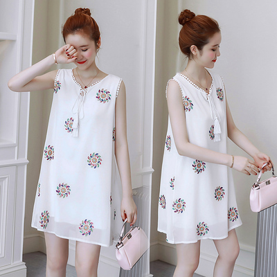 2019 Summer wear new pattern Korean Edition Sleeveless Embroidery Chiffon Women dress fashion Easy Show thin vest Dressin the Maternity/Maternal supplies/Nutrition , Maternity , Dress category - from Buy2taobao.com to provide professional Taobao agent buy service