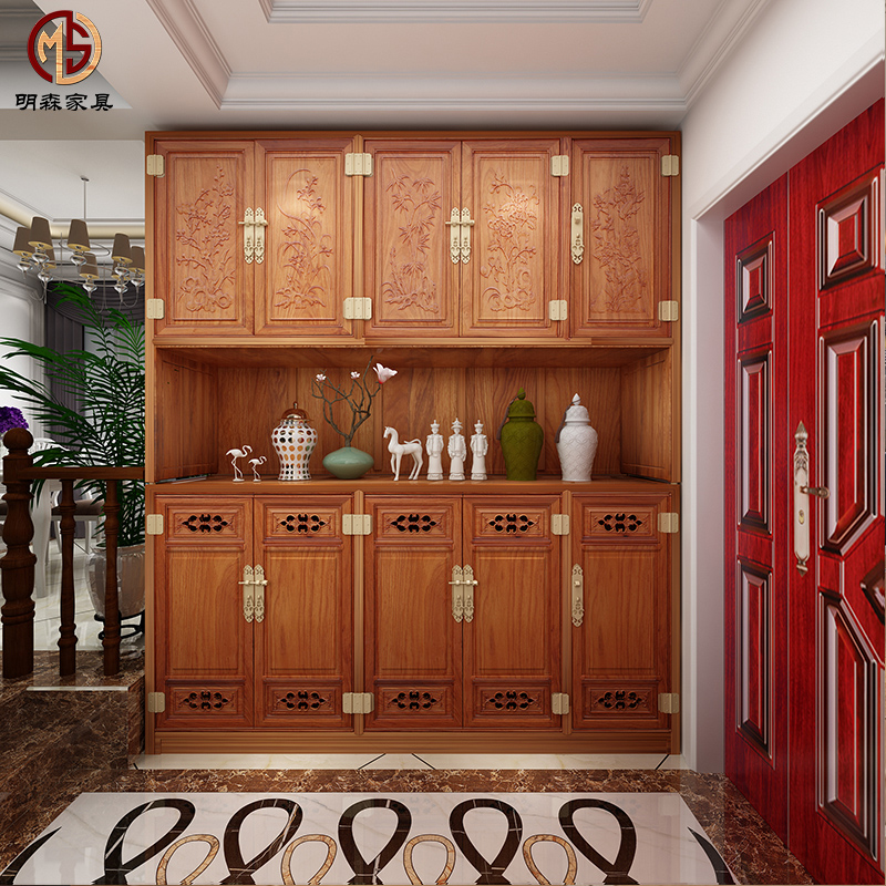 Pure red Doorway Shoe cabinet Solid wood doors multi-storey Storage Entrance cabinet wooden New Chinese style household High-capacity Shoe cabinetin the Residential furniture , Cabinet , Shoebox category - from Buy2taobao.com to provide professional Taobao agent buy service