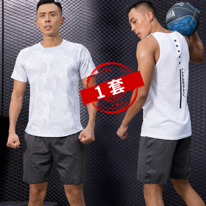 运动套装男夏季背心两件速干跑步服健身房夏天短裤篮球运动衣服装|ruв категории спортивный костюм/досуг одежды, фитнес - одежды, спортивный костюм - от Buy2taobao.com для оказания профессиональной услуги покупки агента Taobao