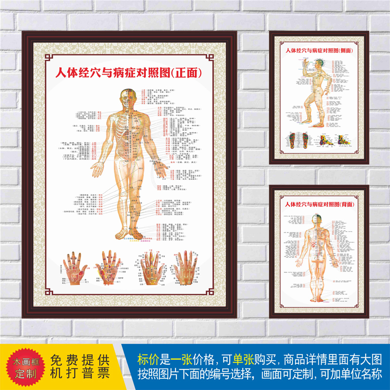 中医针灸穴位挂画人体经穴病症对照图墙画人体经络穴位图装饰画框在类目 个性定制/设计服务/DIY, 日用/装饰定制, 木版画/装饰画中 - 来自Buy2taobao.com提供专业的淘宝代购服务