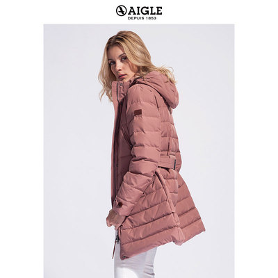 aigle 艾高 女士中长款防风白鹅绒羽绒服 esther