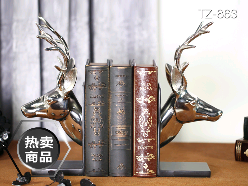 簡約歐式不鏽鋼亮光鹿頭書立擺件 書房樣板房辦公室別墅會所擺飾在類目 家居飾品, 擺件中 - 來自Buy2taobao.com提供專業的淘寶代購服務