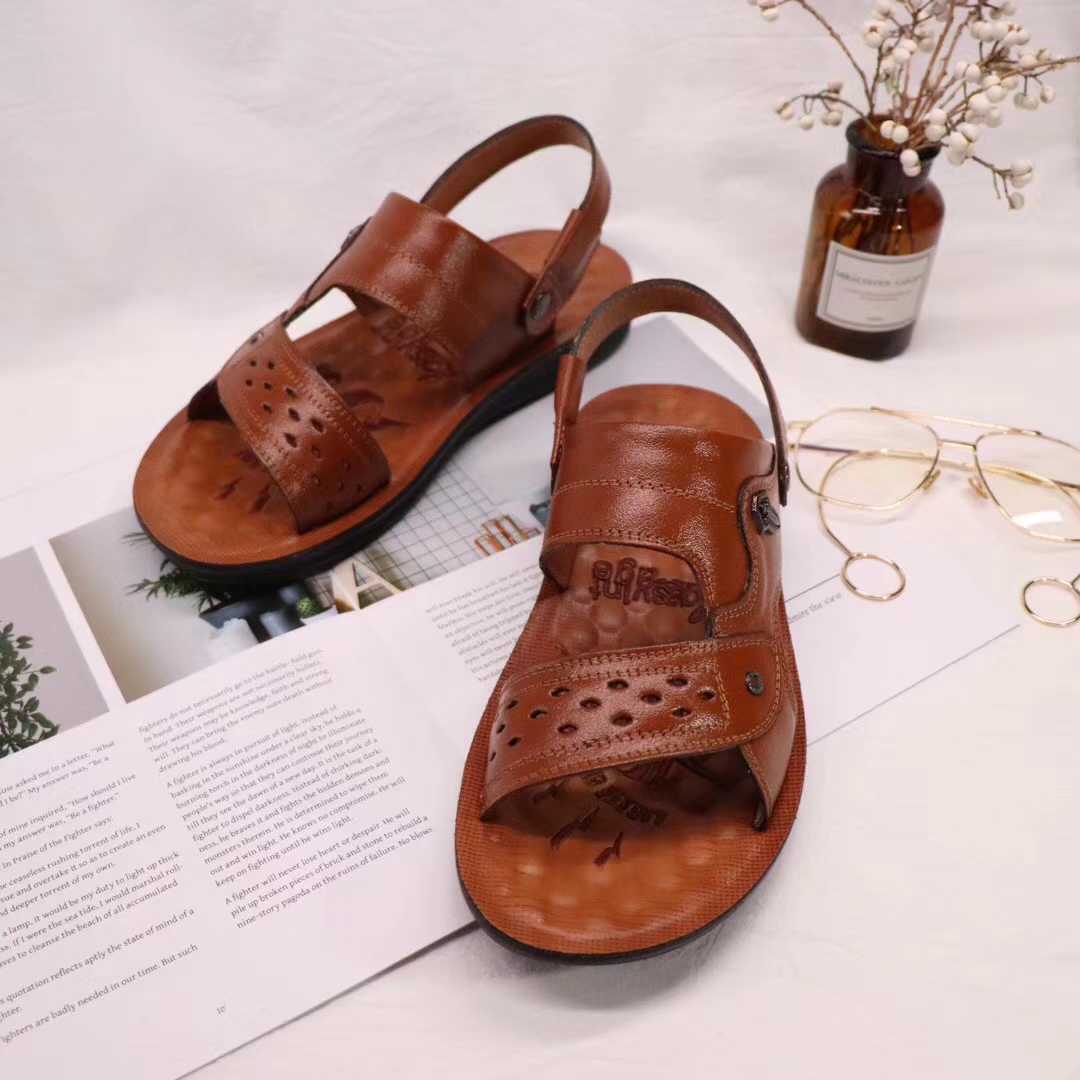 2019 new pattern Korean Edition All-match fashion genuine leather leisure time Women's Shoes Low-heel Toe Beach shoes Hollow Men's sandalsin the Men's Shoes, Sandals category - from Buy2taobao.com to provide professional Taobao agent buy service