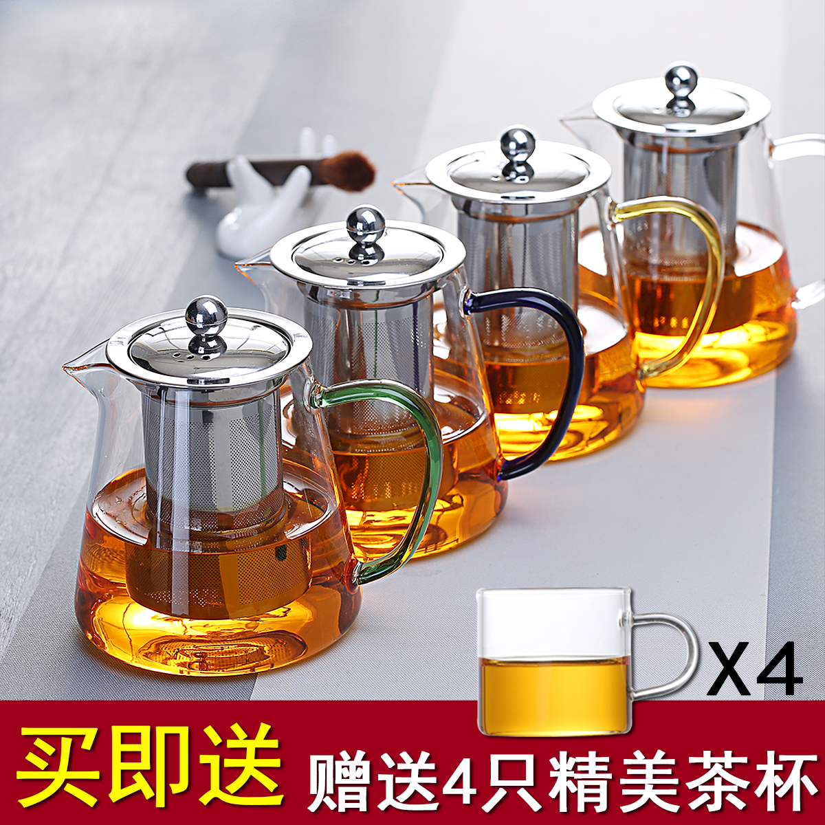 High temperature resistance Glass teapot thickening Flowers Teapot Make tea kettle tea utensils Stainless steel Internal bile Filter pot tea setin the Tableware , Tea set , Teapot category - from Buy2taobao.com to provide professional Taobao agent buy service