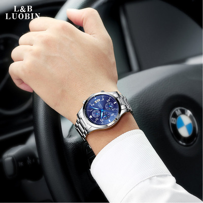 2018新款手表男士全自动机械表运动石英学生防水时尚夜光钢带腕表