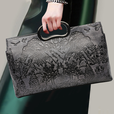 欧美时尚女士真皮手拿手提包休闲百搭单肩斜挎包牛皮手提女包手包