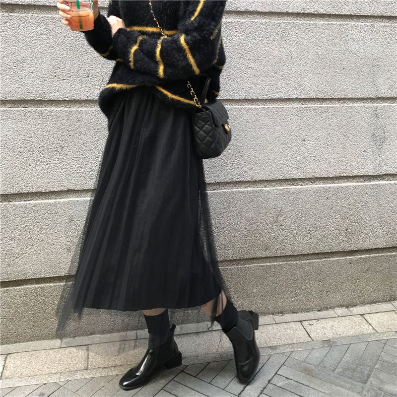 Autumn and winter Korean Edition Paige Show thin Pleated skirt Retro Versatile A word skirt temperament Primer student skirtin the Women's clothing/Boutique , Skirts category - from Buy2taobao.com to provide professional Taobao agent buy service