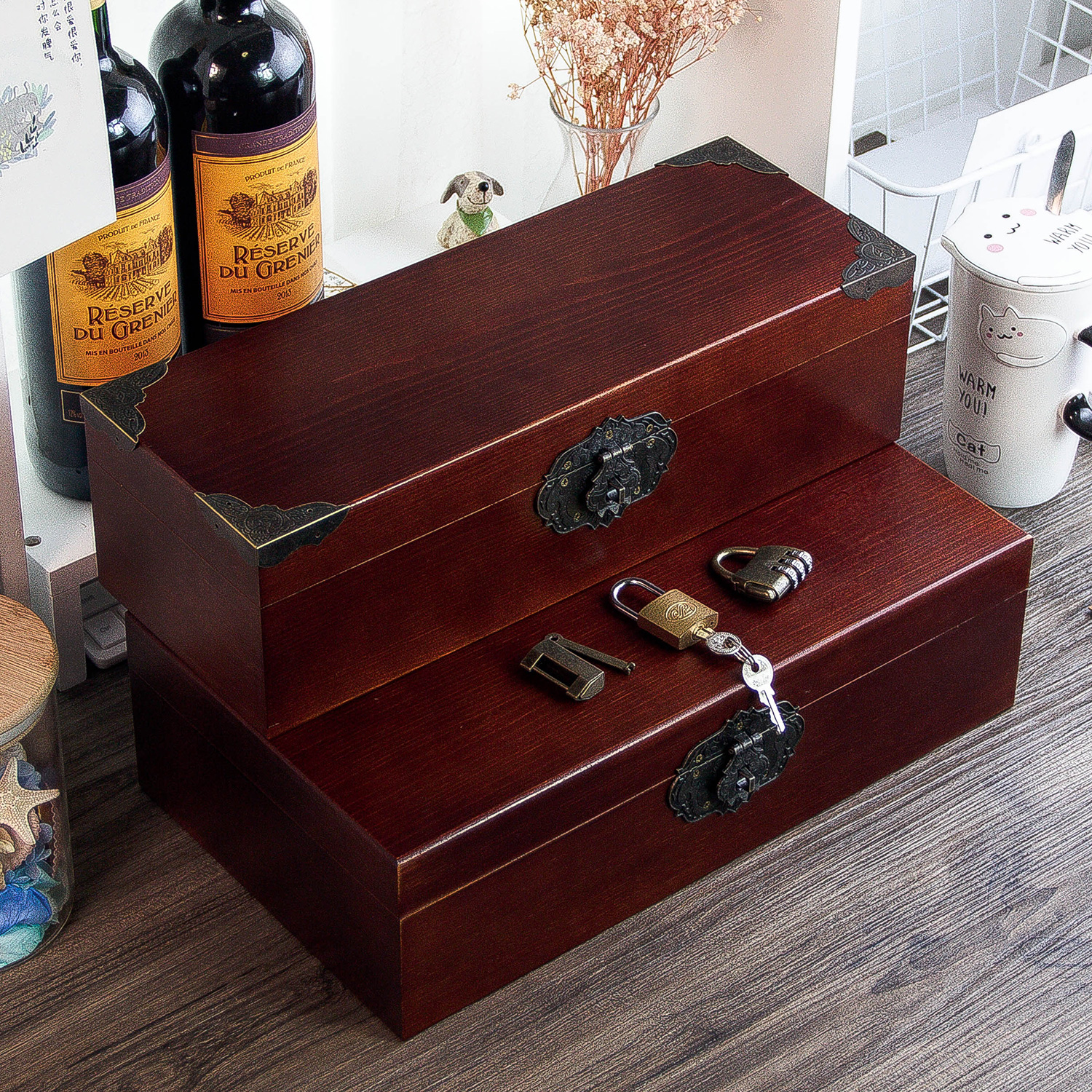 solid wood Retro Wooden box Storage Gift box wooden Lock woodiness Box Wine red wine Gift box casein the Tableware , Flagon/Wineglass/Wine , Wine category - from Buy2taobao.com to provide professional Taobao agent buy service