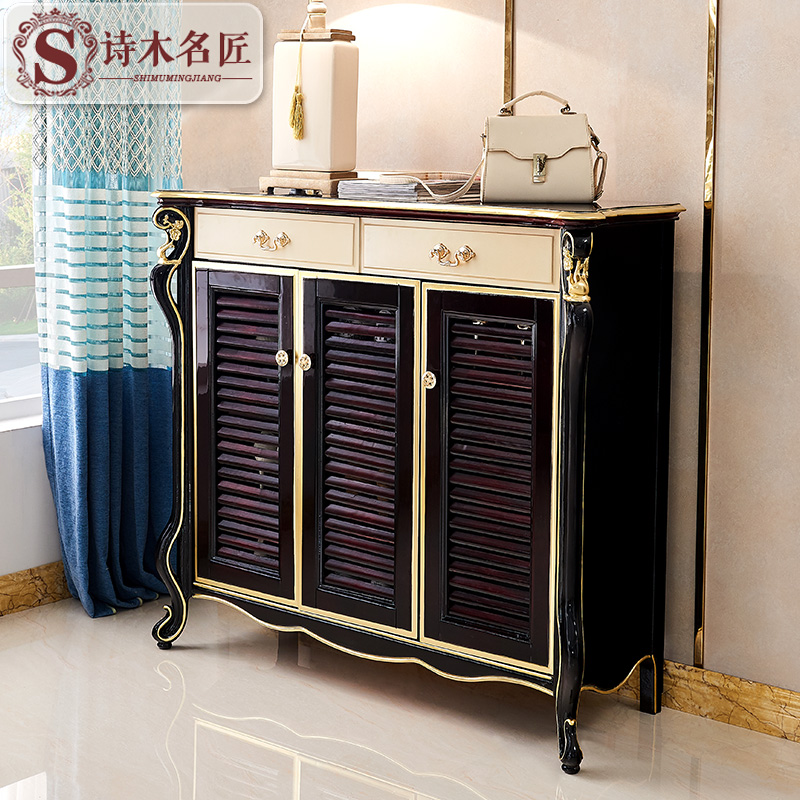 Shimu master European style Wood shoe a living room Neoclassical Entrance cabinet Ebony Foyer Lockersin the Residential furniture , Cabinet , Shoebox category - from Buy2taobao.com to provide professional Taobao agent buy service