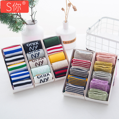 袜子女士中筒袜短袜纯棉韩版长袜女潮浅口韩国秋季学院风日系可爱