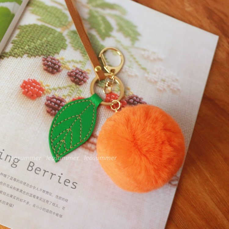 manual customized The first layer Goatskin genuine leather Rabbit fur ball Bag Pendant automobile key Pendant Orange Orangein the Personalized custom/Design Services/DIY , Custom clothing bags , Custom accessories , Other custom accessories category - from Buy2taobao.com to provide professional Taobao agent buy service