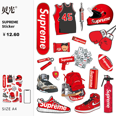 supreme潮牌行李箱贴纸个性笔记本电脑滑板旅行箱贴画防水贝光64