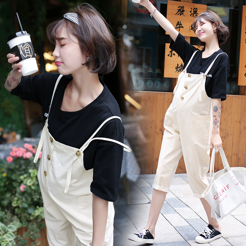 孕妇背带裤夏季潮裤子2019时尚夏款托腹裤外穿休闲吊带连体七分裤|ruв категории Всё для беременных и кормящих, брюки для беременных женщин/опорный брюшной брюки, женские брюки с бретелями - от Buy2taobao.com для оказания профессиональной услуги покупки агента Taobao