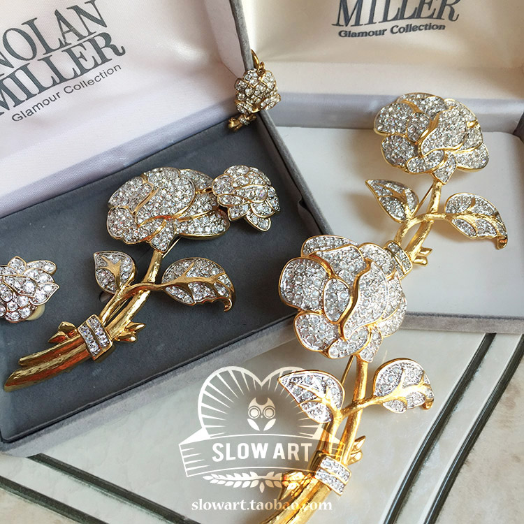 American West nolan miller rose Flower Rhinestone Diamond classic Gold and Silver Broochin the Accessories/Fashion Jewelry, Brooch category - from Buy2taobao.com to provide professional Taobao agent buy service