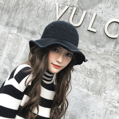 帽子女冬软妹渔夫帽针织盆帽保暖韩版逛街百搭潮日系英伦毛线帽子