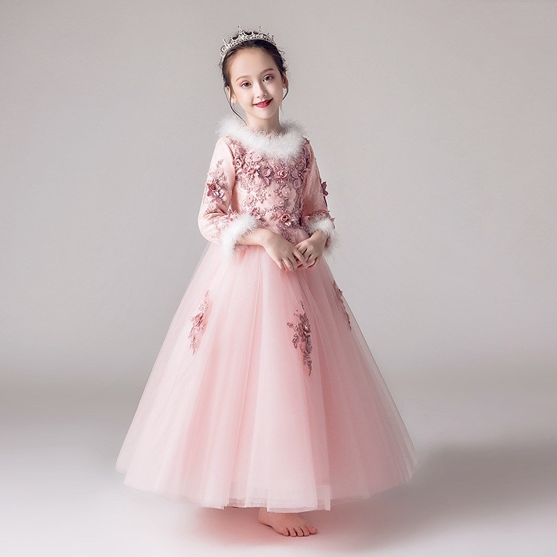 女童粉色生日公主裙加厚长袖花童婚纱裙儿童演出服晚礼服秋季在类目 女装/女士精品, 婚纱/旗袍/礼服, 礼服/晚装中 - 来自Buy2taobao.com提供专业的淘宝代购服务