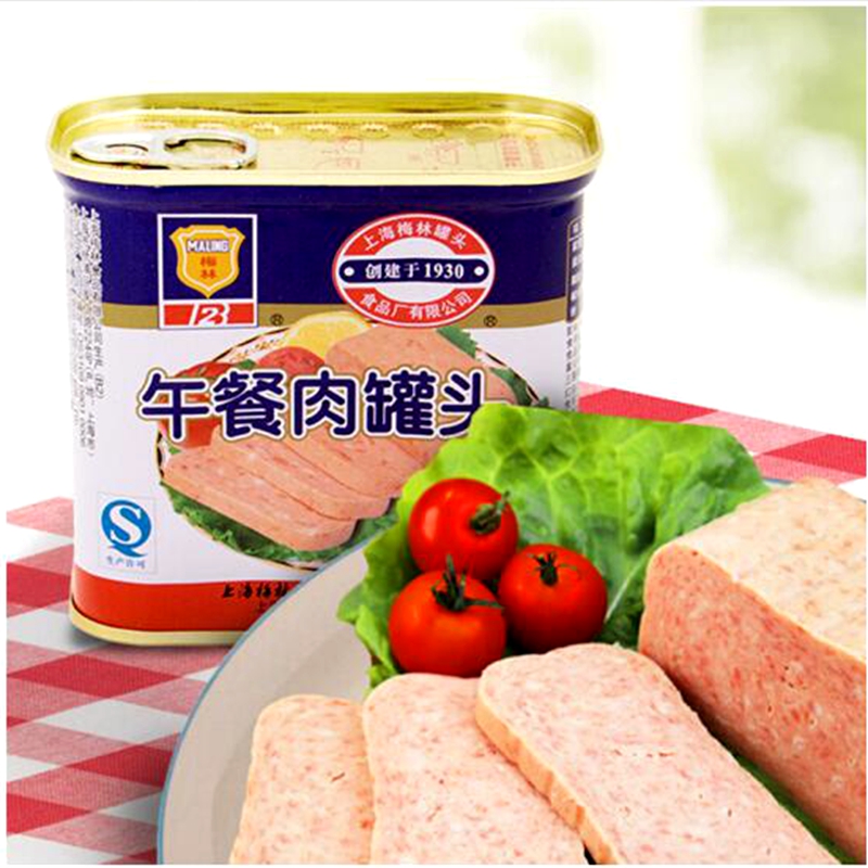上海特产梅林午餐肉罐头340g大罐即食猪肉火锅涮锅凉菜拼盘零食品|ruв категории зерно риса/север и Юг сухих грузов/приправы, удобный момент, мясо - от Buy2taobao.com для оказания профессиональной услуги покупки агента Taobao