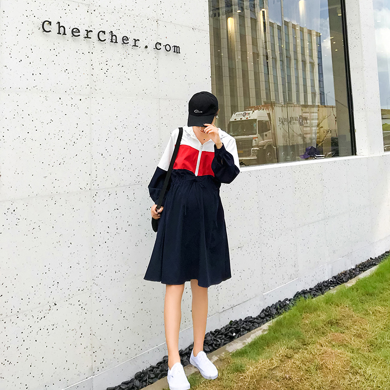Maternity Dress spring clothes 2019 new pattern Korean Edition Long sleeve Women dress Mid length version Easy Chao Ma Hooded coatin the Maternity/Maternal supplies/Nutrition , Maternity , Dress category - from Buy2taobao.com to provide professional Taobao agent buy service
