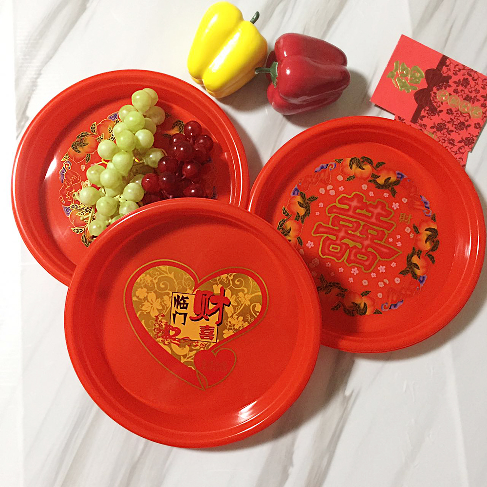 Plastic Double Happiness Red plate Worship marry gules Flat plate Worship Fruit plate Jubilationin the Tableware , Tableware , Fruit bowl/Fruit plate/Hamper category - from Buy2taobao.com to provide professional Taobao agent buy service