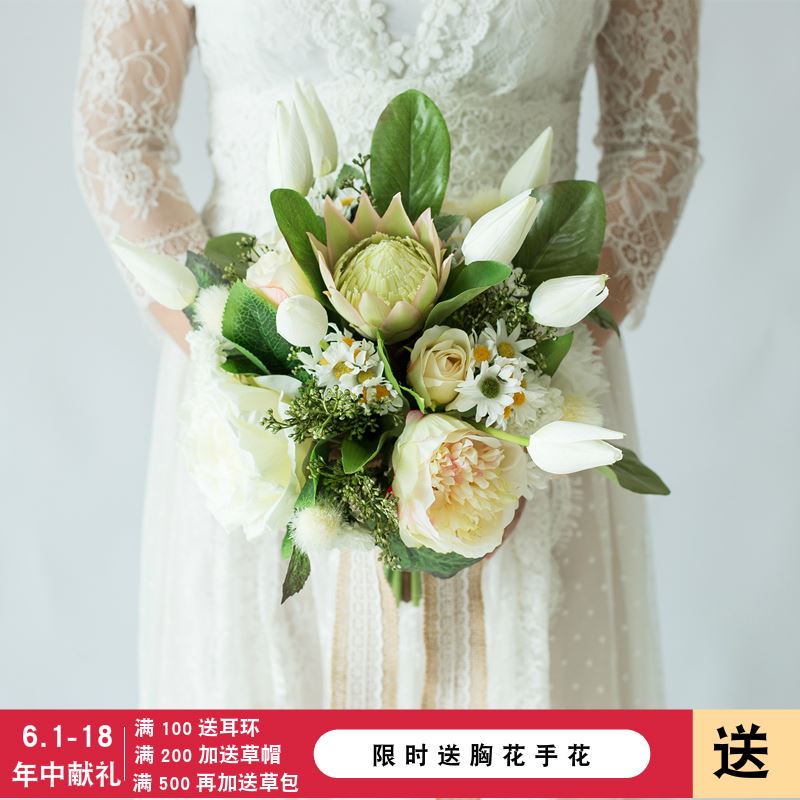 结婚旅拍影楼拍照道具花束仿真韩式森系新娘手捧花田园绿植不规则在类目 鲜花速递/花卉仿真/绿植园艺, 婚礼鲜花布置, 新娘手捧花中 - 来自Buy2taobao.com提供专业的淘宝代购服务