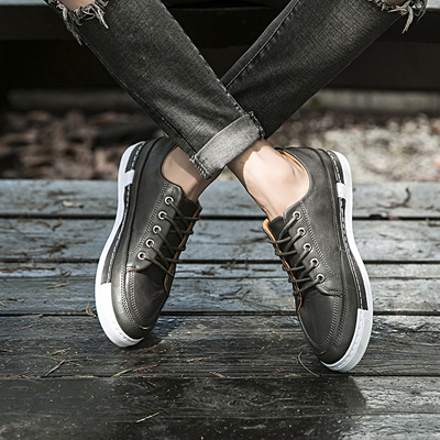 春秋季男士时尚潮流韩版休闲男鞋子男式板鞋英伦百搭运动透气皮鞋