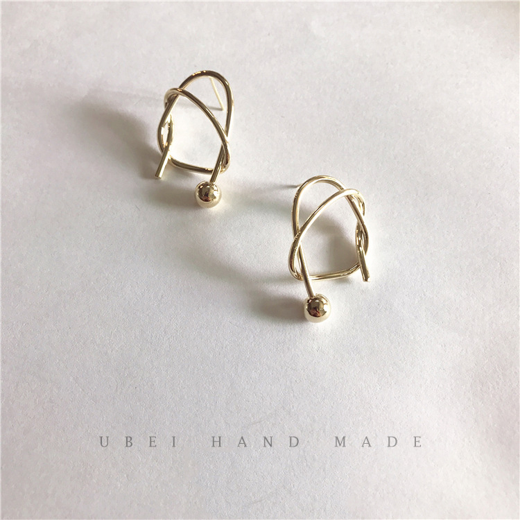 Ubei Hand made|Original Simplicity Geometry Earrings Cold Irregular Ear Studs Distortion line Metal Earringsin the Accessories/Fashion Jewelry, Earring , Earring category - from Buy2taobao.com to provide professional Taobao agent buy service