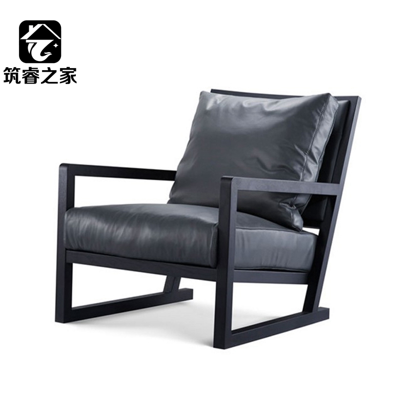 北欧单人椅头层牛皮现代简约成人家用实木阳台咖啡书房休闲小沙发在类目 住宅家具, 坐具类, 椅类, 沙发椅中 - 来自Buy2taobao.com提供专业的淘宝代购服务