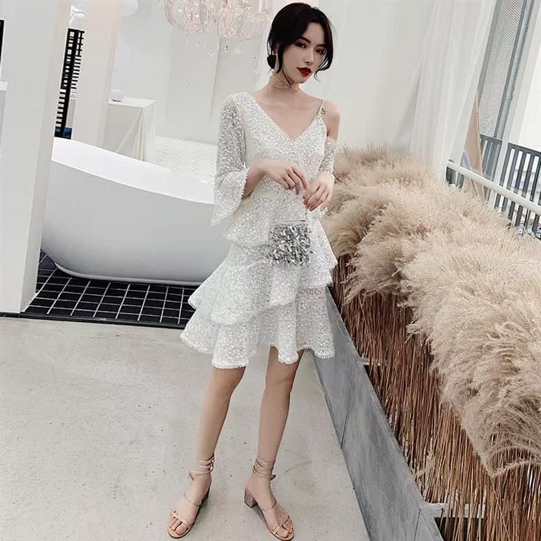 白色晚礼服女2019新款宴会高贵气场女王平时可穿小礼服裙简单大方|ruв категории Женская одежда, Cвадебные платья, платье/вечернее платье - от Buy2taobao.com для оказания профессиональной услуги покупки агента Taobao