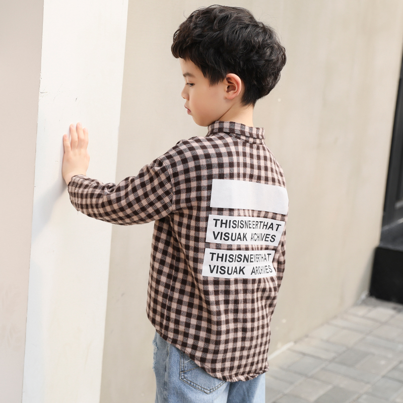 Boy Plaid Shirt spring clothes 2019 new pattern Children's clothing CUHK Long sleeve pure cotton jacket children shirt spring and autumnin the Children/Baby/Family fitted , Shirt category - from Buy2taobao.com to provide professional Taobao agent buy service