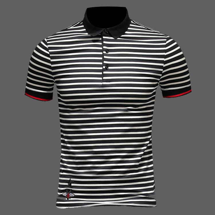 Europe station Big Youth Sea Spirit black and white stripe Polo honeybee Embroidery Short sleeved T-shirt Lapel half sleeve Blousein the Men's clothing, Polo Shirts category - from Buy2taobao.com to provide professional Taobao agent buy service
