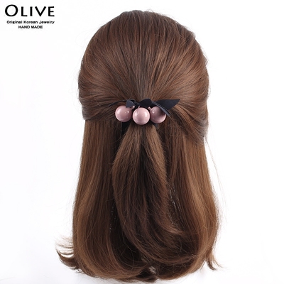 皮筋发绳头饰仿珍珠粉色扎头发饰品头花韩国淑女百搭夏季头绳发圈