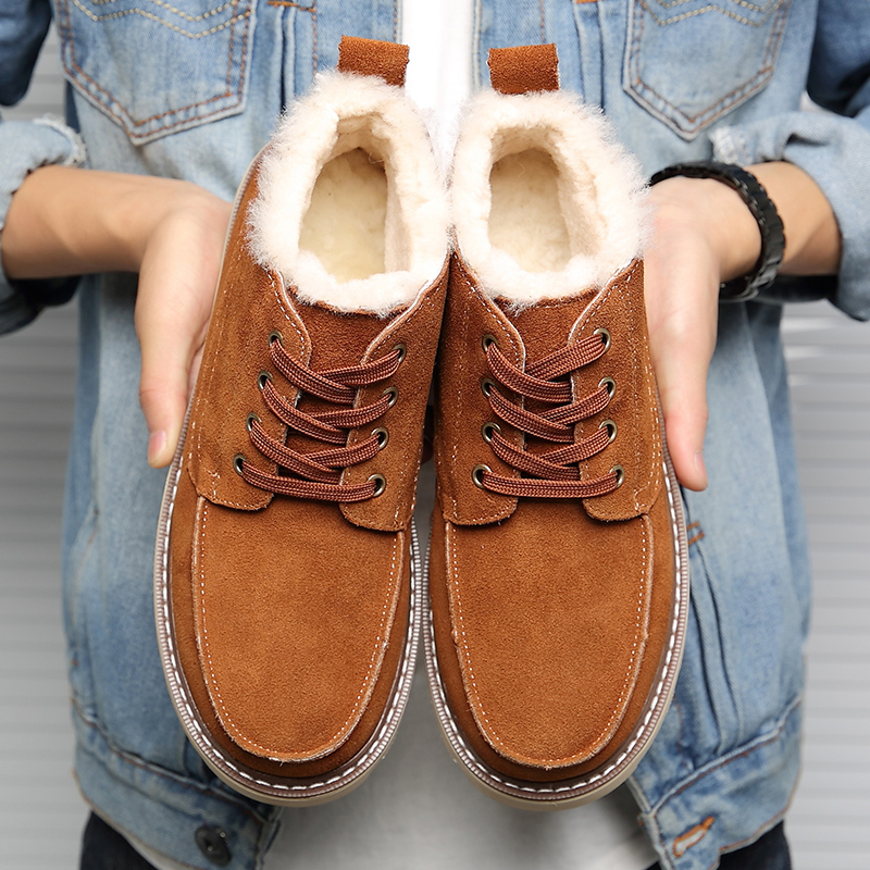 Snow boots Men's Shoes Fur one winter keep warm Plush thickening man Cotton-padded shoes Pure wool Martin Bootie genuine leatherin the Men's Shoes, Boots category - from Buy2taobao.com to provide professional Taobao agent buy service