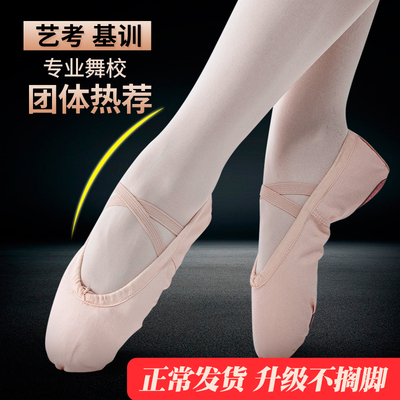 儿童舞蹈鞋女软底练功成人男女童形体民族跳舞猫爪红色中国芭蕾舞