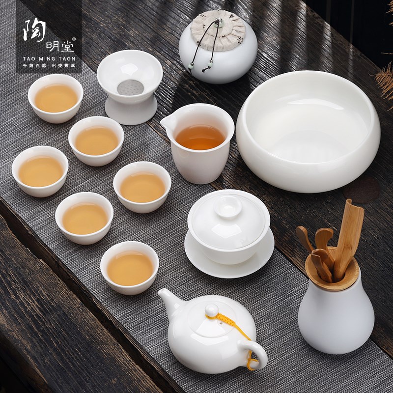 Taomingtang Suet Jade porcelain Kungfu Online Tea Set household Dehua Porcelain tea set Teapot teacup a complete set Gift boxin the Tableware , Tea set , Kung Fu Tea category - from Buy2taobao.com to provide professional Taobao agent buy service