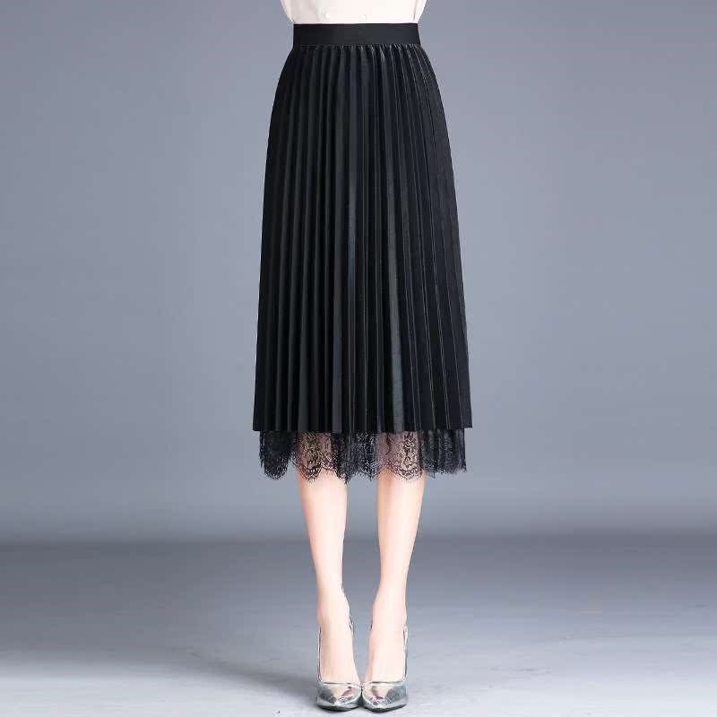2019 Lace Wear both sides Jacobs skirt longuette new pattern Paige Pleated skirt spring and autumn Bottoming skirtin the Women's clothing/Boutique , Skirts category - from Buy2taobao.com to provide professional Taobao agent buy service