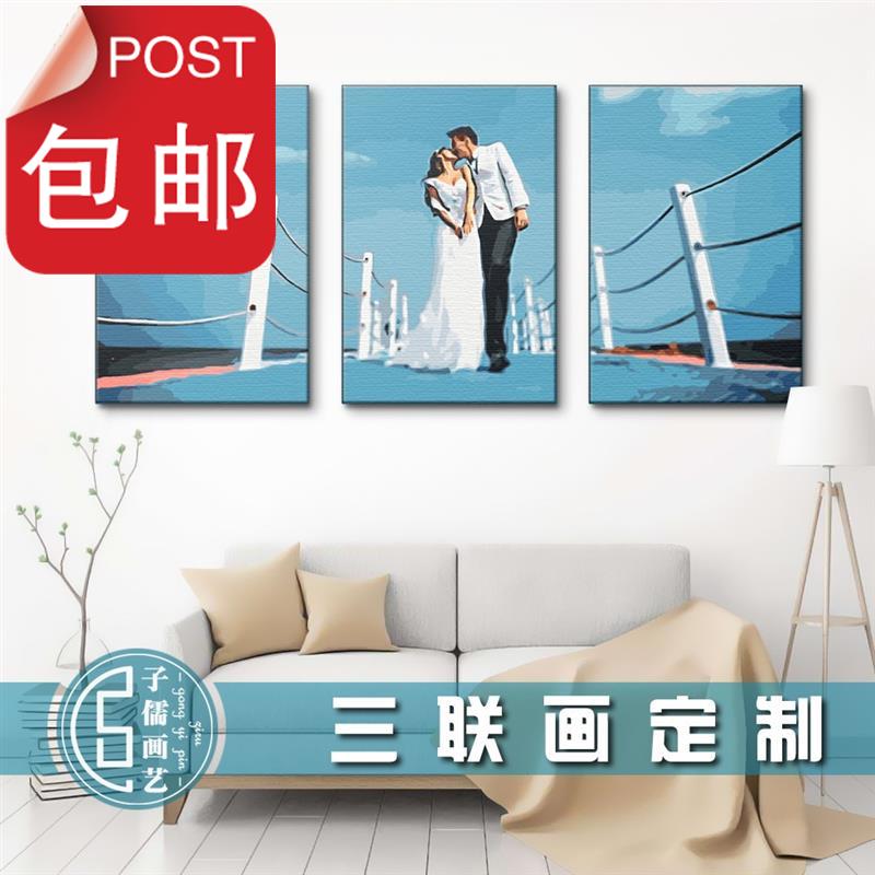 customized diy number Filling Oil Painting Triplet Wedding Significant bedroom Bedside sofa background Hanging picturein the Home accessories , Decorative painting , DIY/Digital painting category - from Buy2taobao.com to provide professional Taobao agent buy service