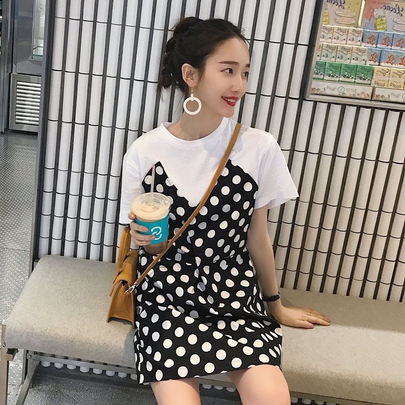 胖女人2019网红大码新款遮肚子短袖拼接复古波点连衣裙女装夏新款在类目 女装/女士精品, 大码女装中 - 来自Buy2taobao.com提供专业的淘宝代购服务