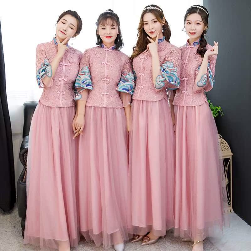 冬季长裙中式结婚姐妹伴娘团礼服复古装民国五四女青年合唱服在类目 女装/女士精品, 婚纱/旗袍/礼服, 礼服/晚装中 - 来自Buy2taobao.com提供专业的淘宝代购服务