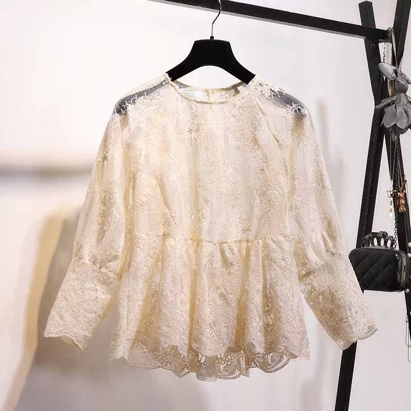 2018 Spring new pattern Western style Blouse Jacobs puff sleeve Crochet flower Lace shirt Waist The skirt Baby unlined upper garment jacketin the Women's clothing/Boutique , Lace shirt/Chiffon shirt category - from Buy2taobao.com to provide professional Taobao agent buy service