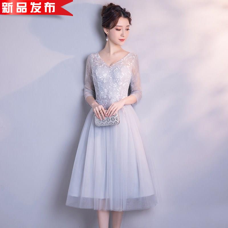 灰色伴娘服2018新款韩版夏季伴娘礼服姐妹团短款显瘦j晚礼服毕业|ruв категории Женская одежда, Cвадебные платья, платье/вечернее платье - от Buy2taobao.com для оказания профессиональной услуги покупки агента Taobao